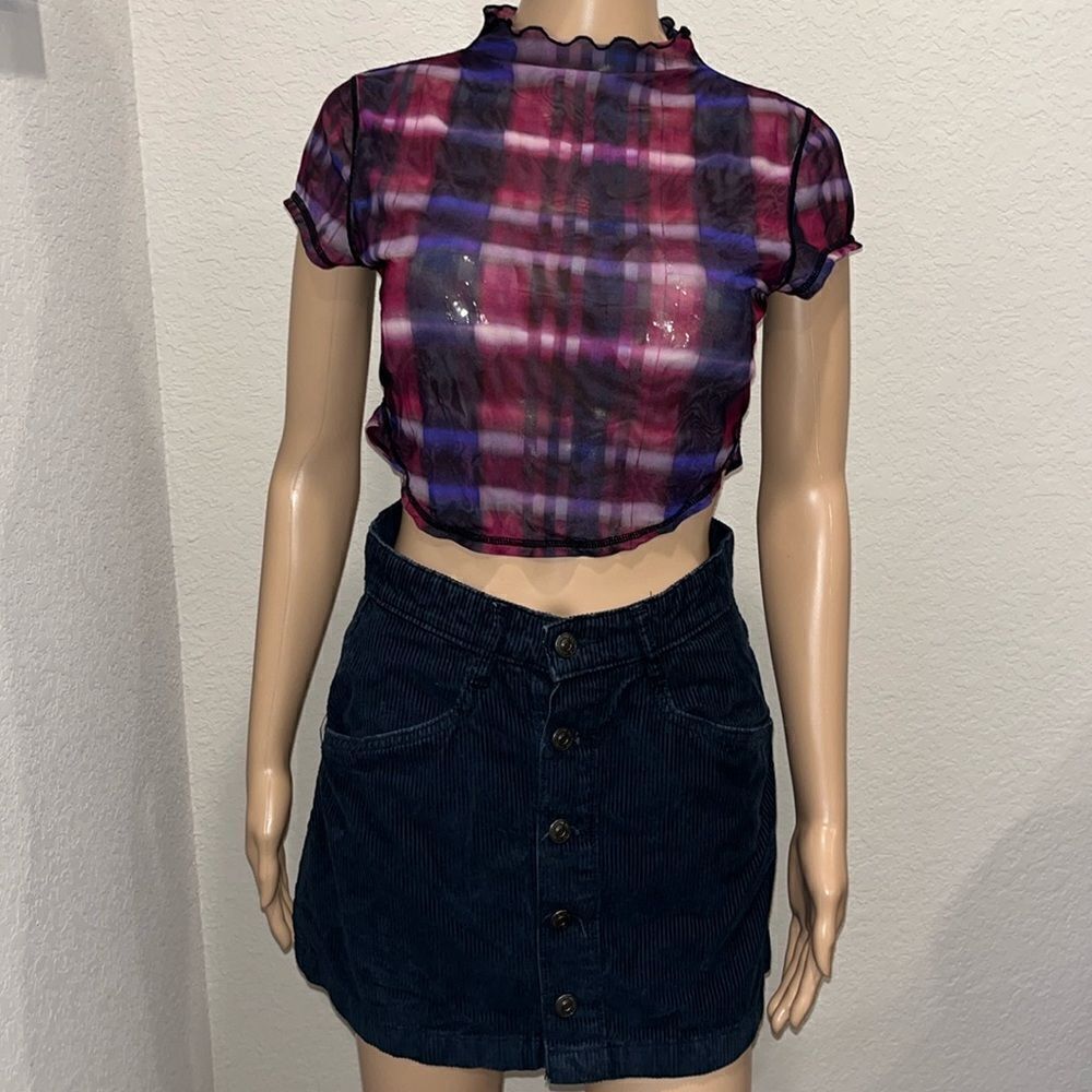 Free People navy blue corduroy mini skirt w/ pockets, 100% cotton